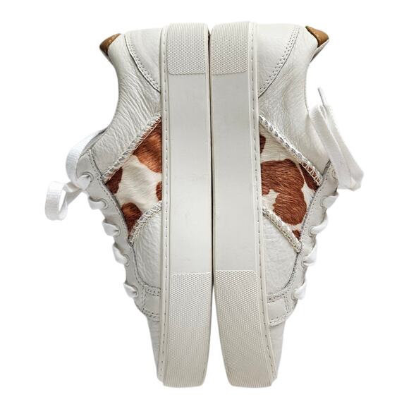 UGG Women's 8 Dinale Sneakers Shoes Leather Cow Print Laces Low Top Logo Active - Picture 8 of 10